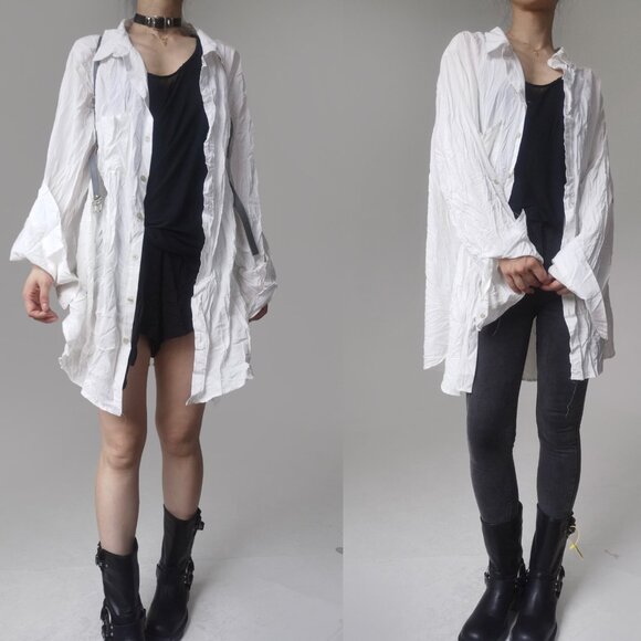 Ann Demeulemeester large white blouse boyfriend oversize silk button dow… - Picture 11 of 16